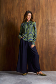 Artist Green Stripe Collared Blouse