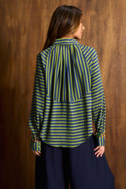 Artist Green Stripe Collared Blouse