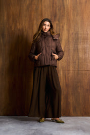 Chocolate Geometric Quilted Jacket