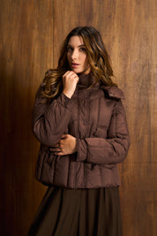 Chocolate Geometric Quilted Jacket