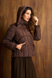 Chocolate Geometric Quilted Jacket