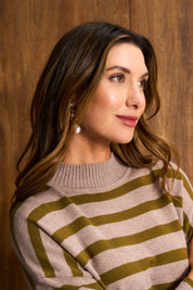 Olive & Stone Stripe Funnel Neck Jersey