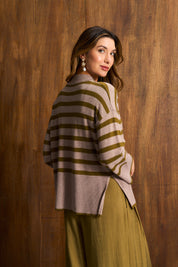 Olive & Stone Stripe Funnel Neck Jersey
