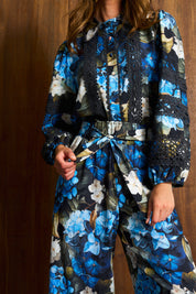 Azure Hydrangea Paperbag Pant