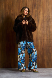 Midnight Azure Appliqué Trim Blouse