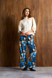 Linen Trim Blouse In Oat