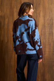 Blue & Brown Luxe Eyelash Wool Blend Knit