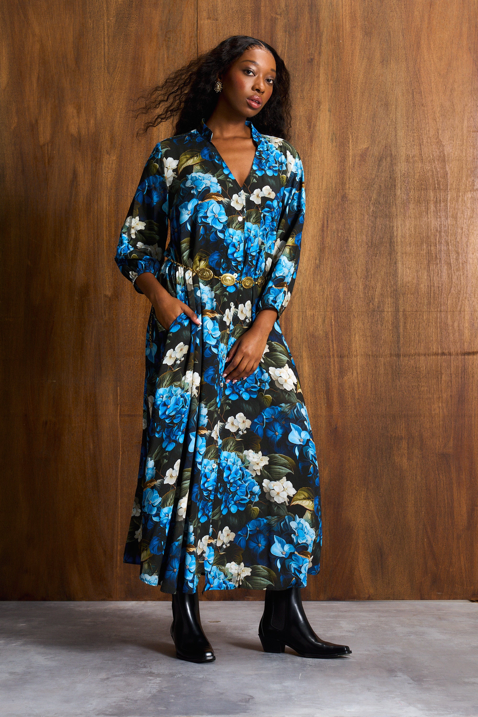 Kiara Shirt Dress Azure Bloom