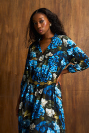 Kiara Shirt Dress Azure Bloom