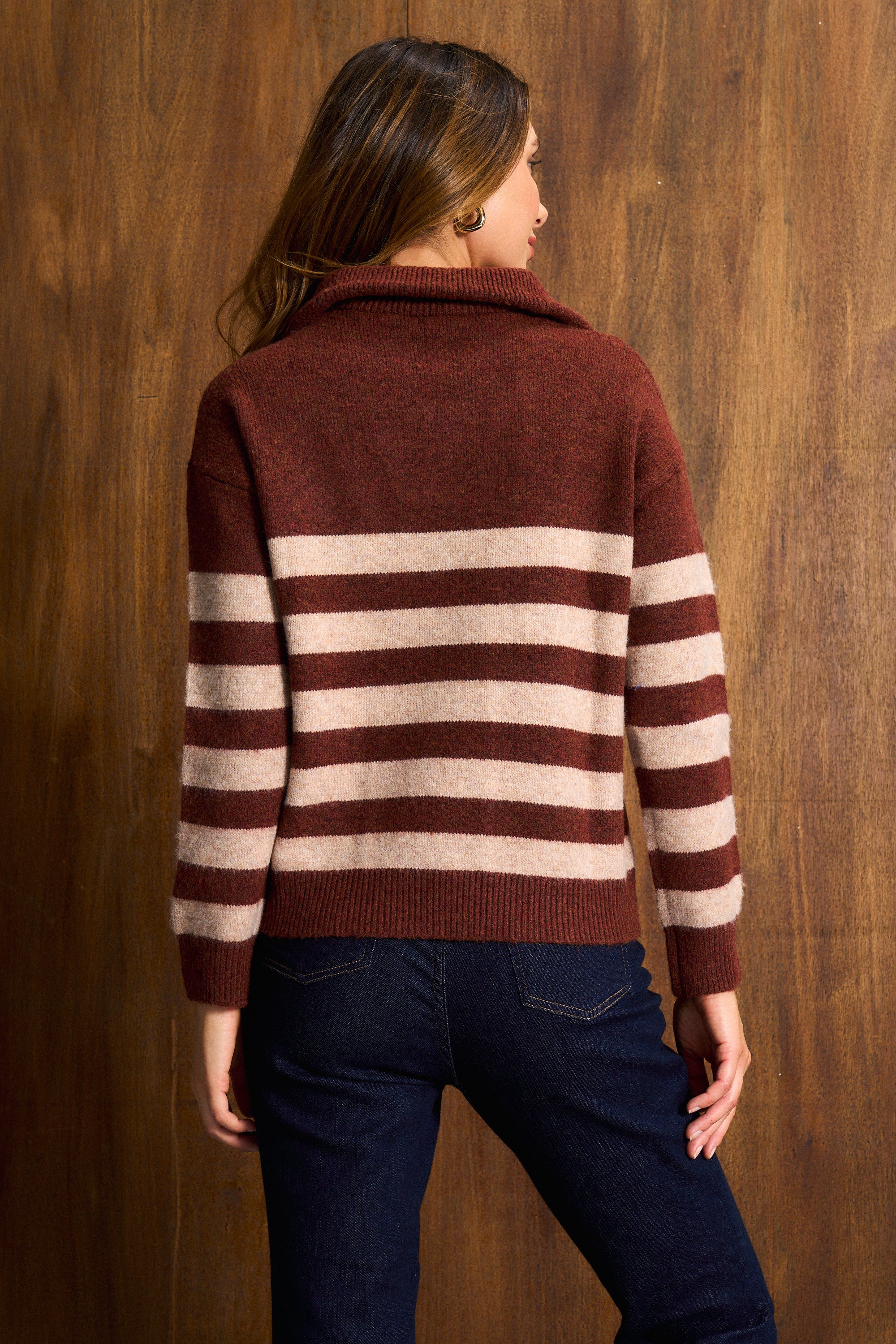 Brick & Oat Wool Blend Half-Zip Knit