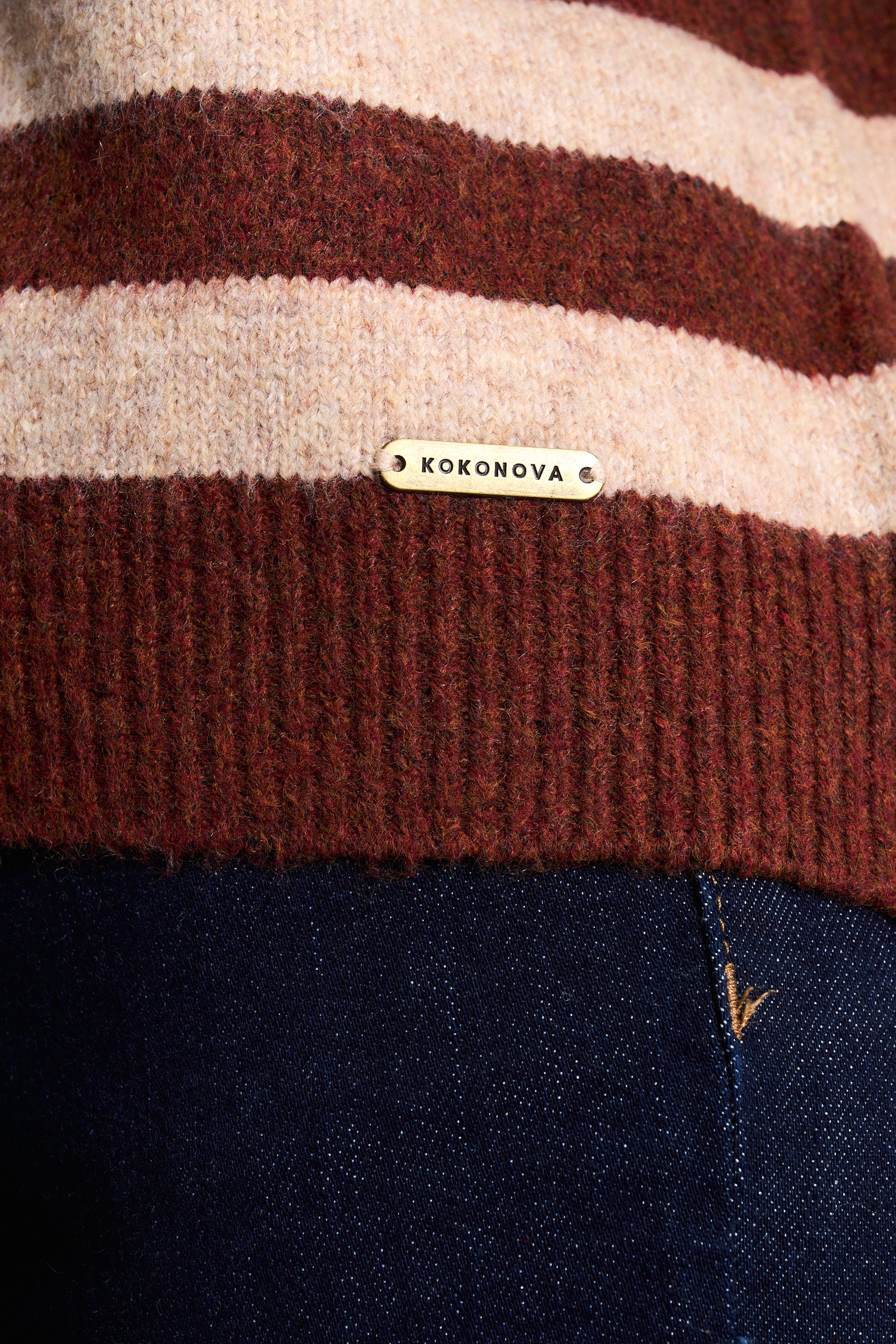 Brick & Oat Wool Blend Half-Zip Knit