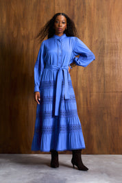 Persian Blue Ladder Trim Maxi Dress