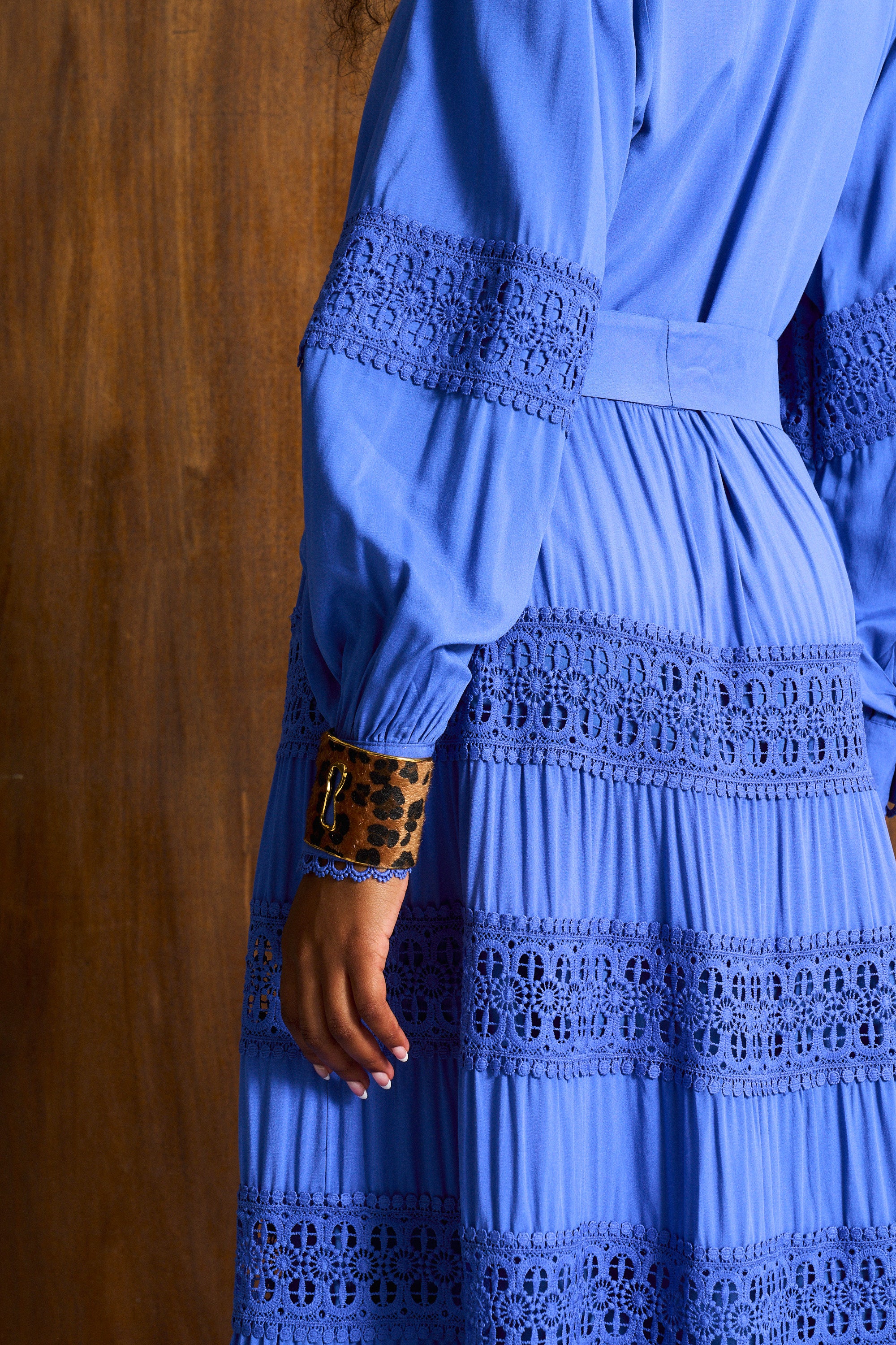 Persian Blue Ladder Trim Maxi Dress
