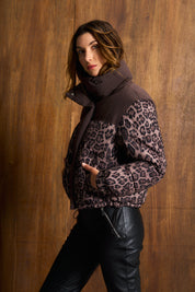 Leopard Combo Puffer Jacket