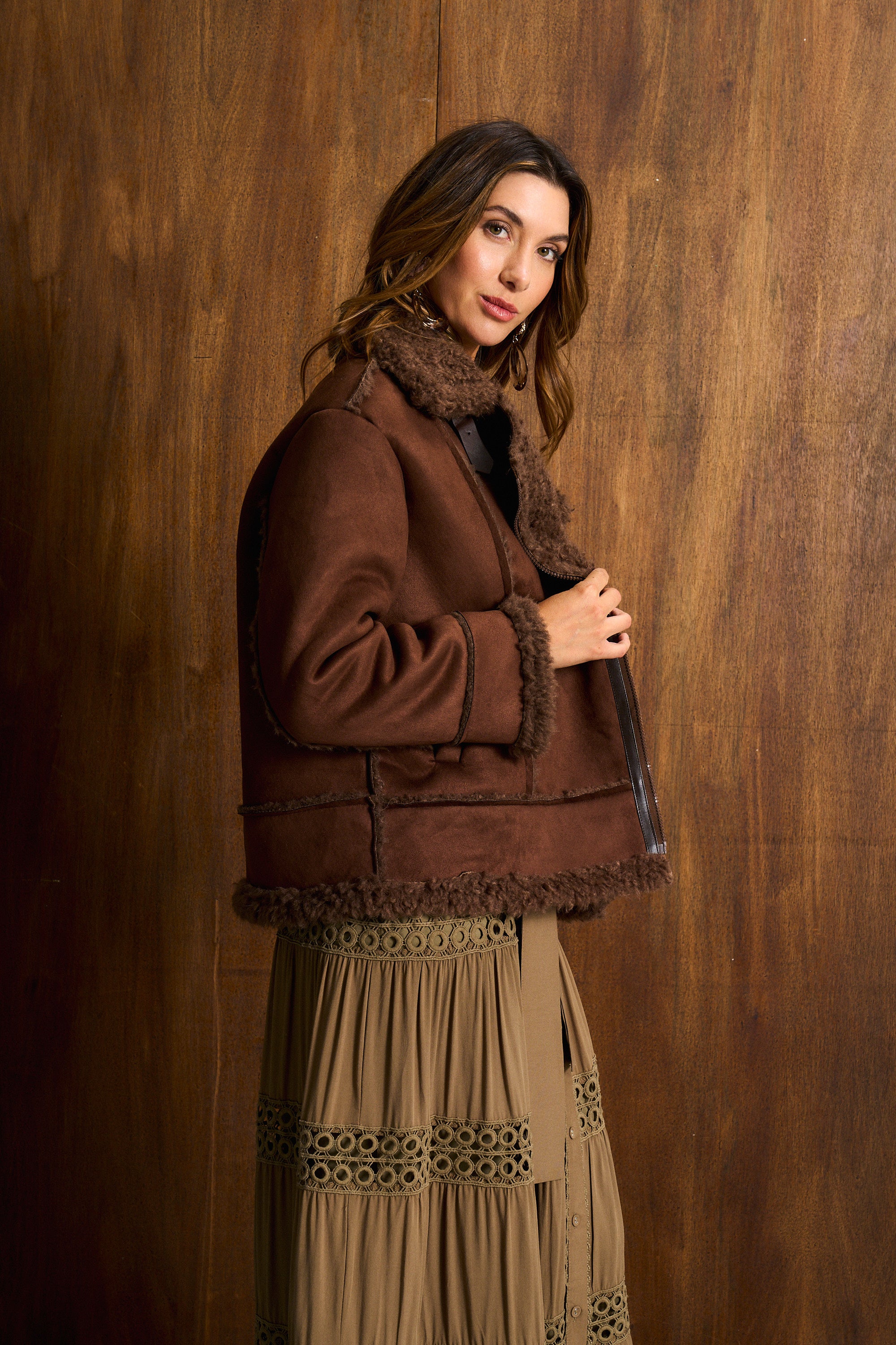 Chocolate Shaggy Sherpa Jacket – KOKONOVA