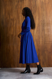 Cobalt Pin Tuck Poplin Dress