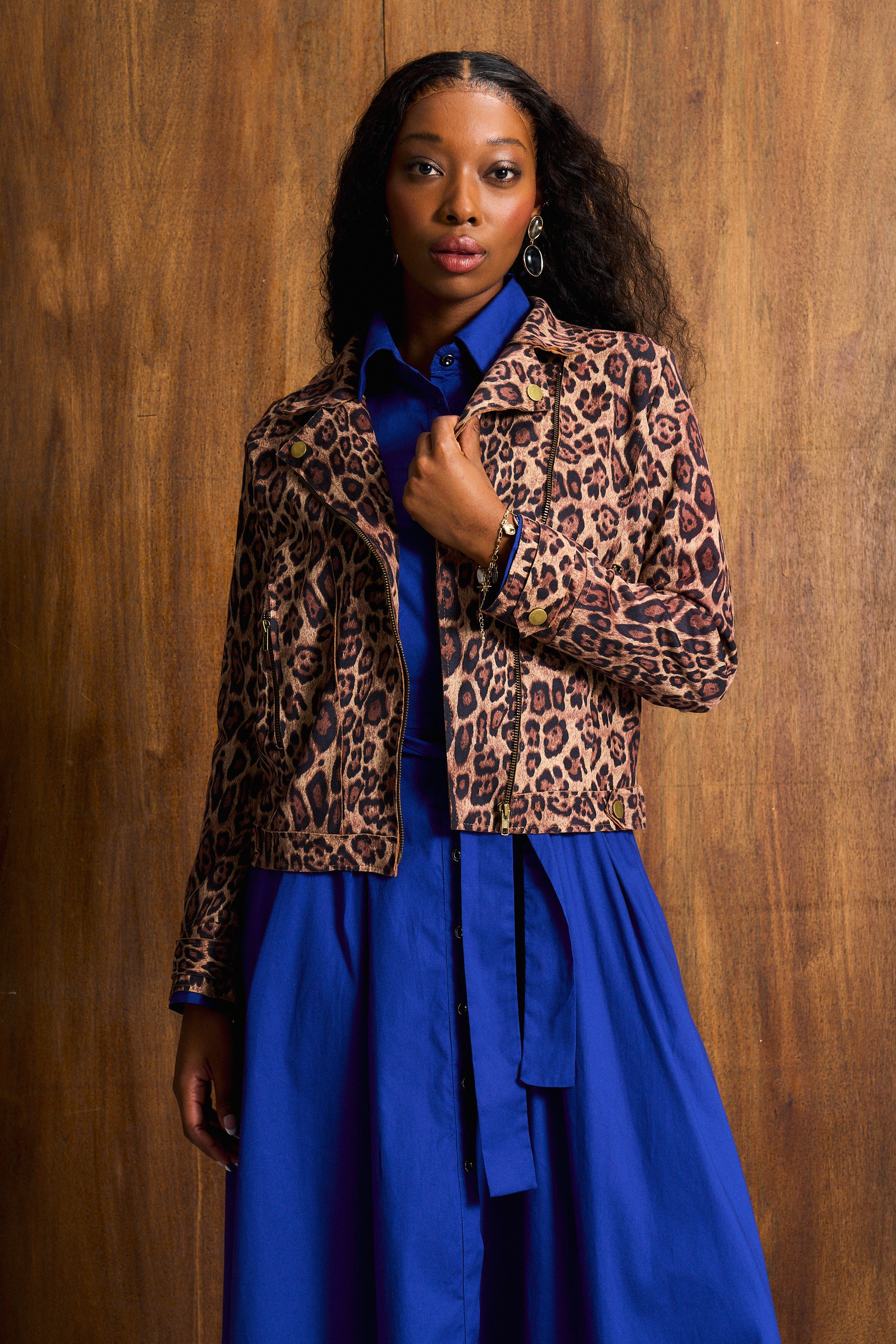 Tan Suede Leopard Biker