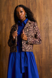 Tan Suede Leopard Biker