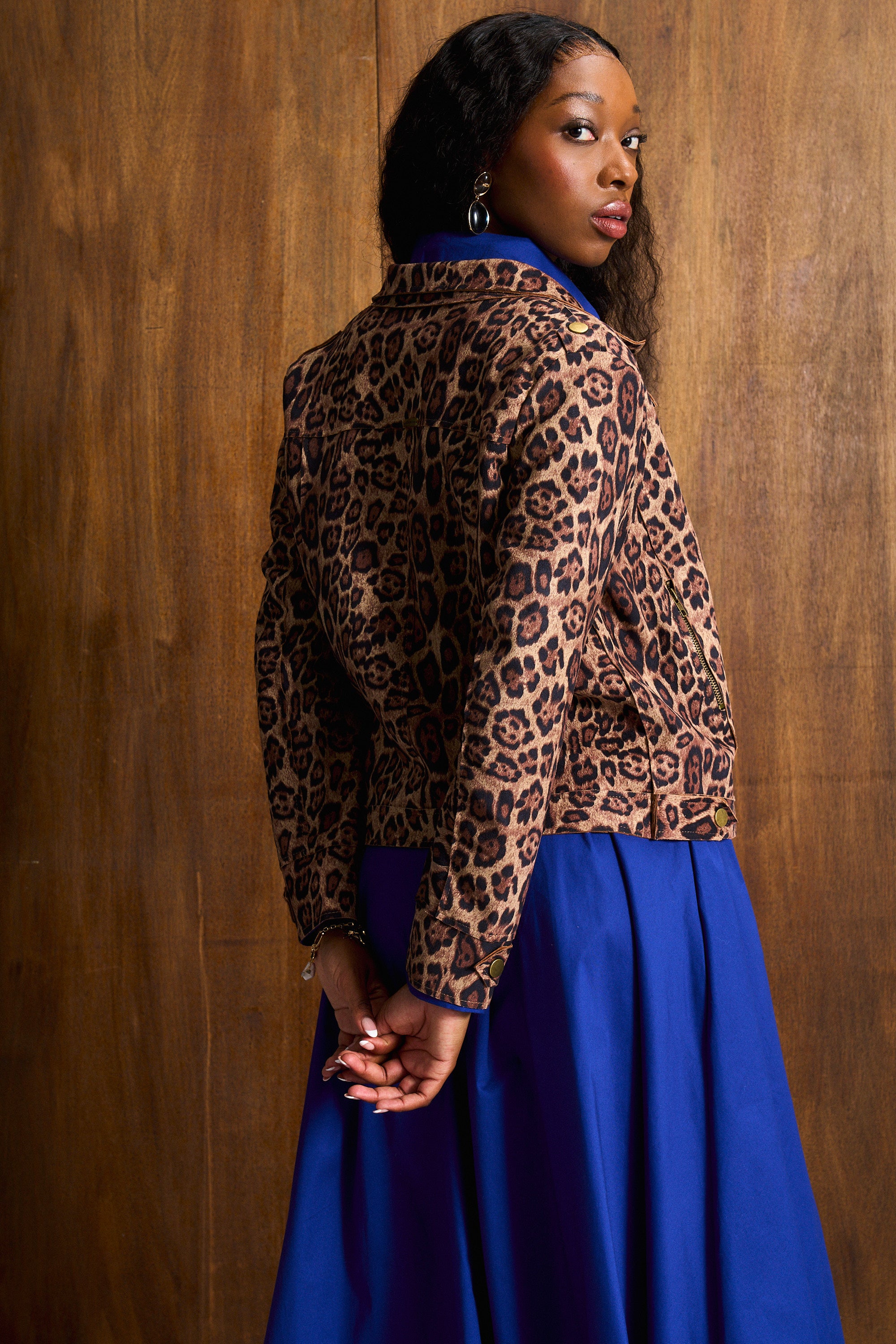 Tan Suede Leopard Biker