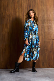Hydrangea Belted Shirt Dress