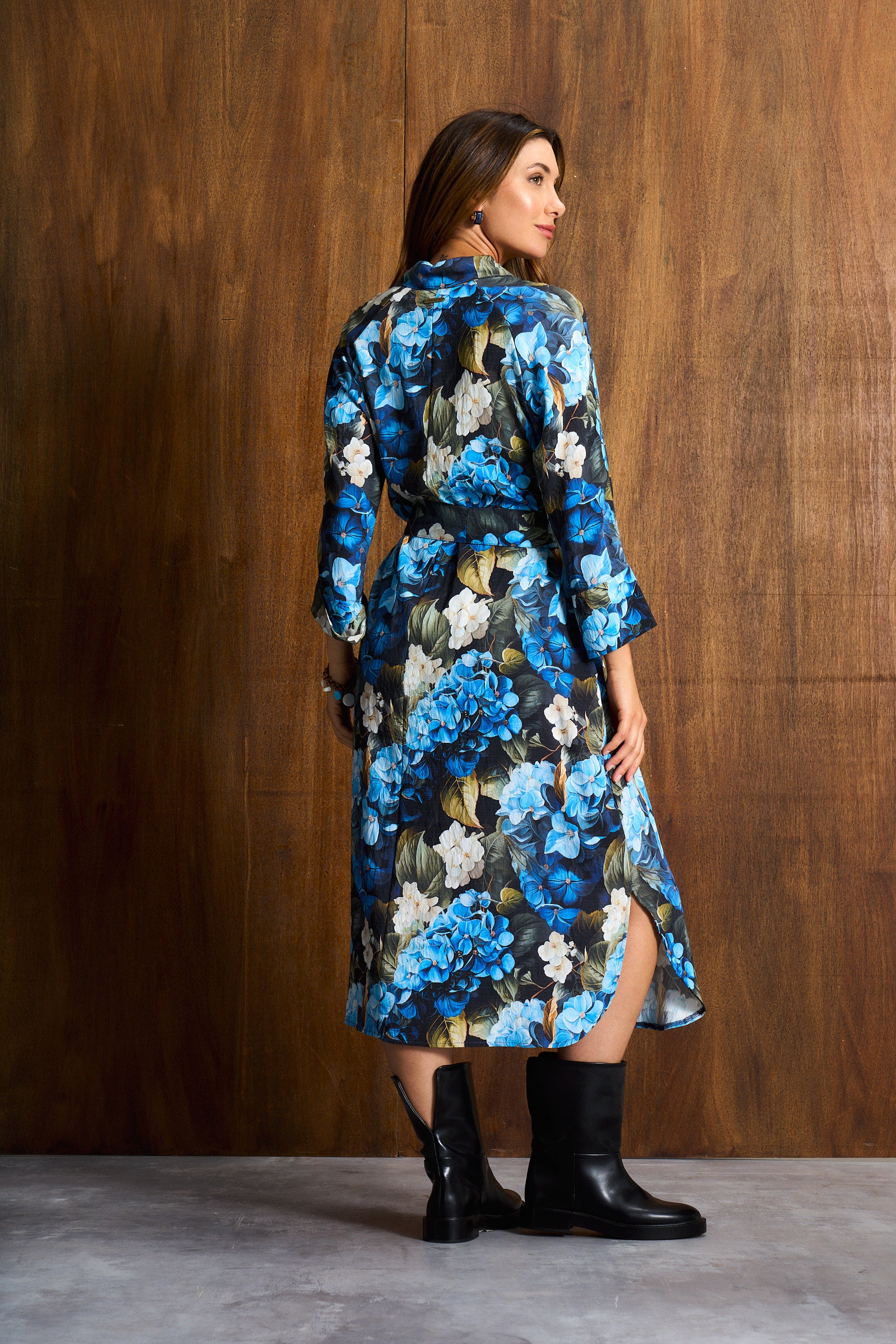 Hydrangea Belted Shirt Dress