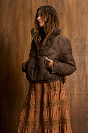 Mocha Lantern Quilted Jacket