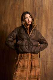 Mocha Lantern Quilted Jacket
