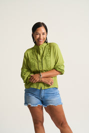 Linen Inset Blouse in Chatruese