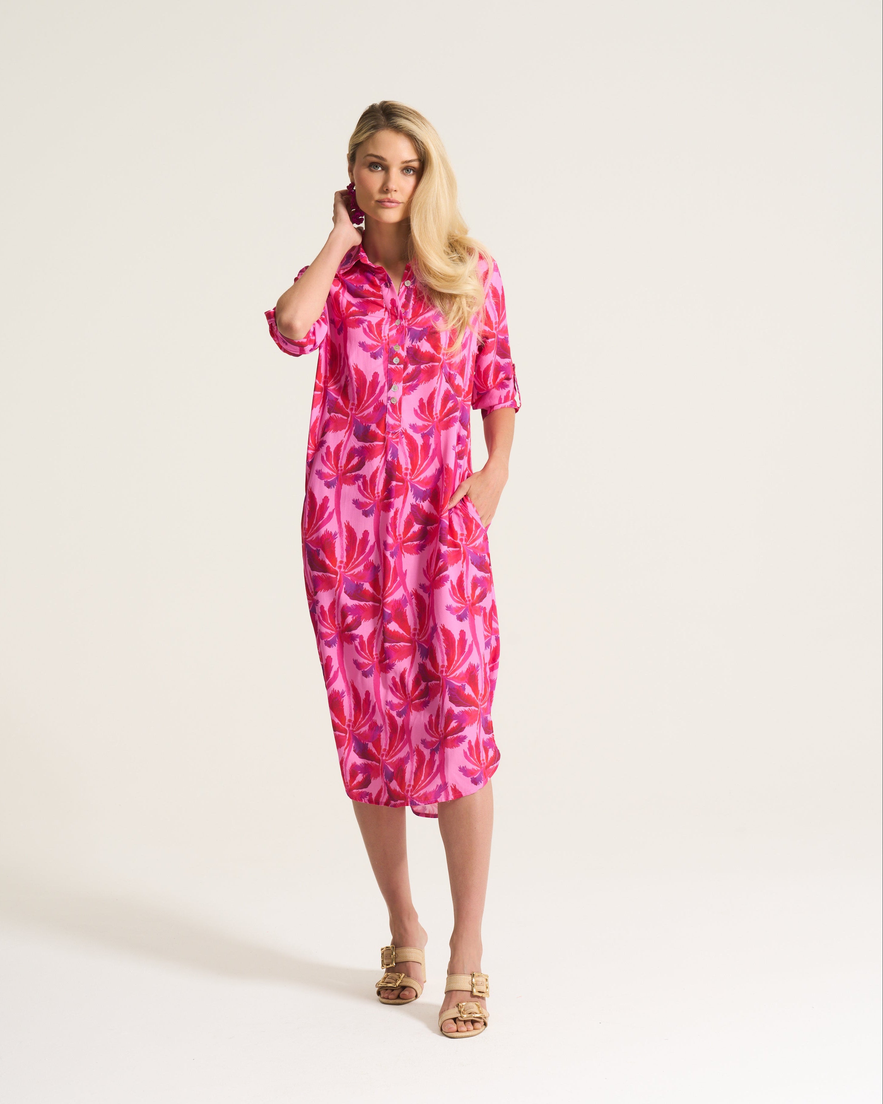 Pink Palm Viscose Tunic