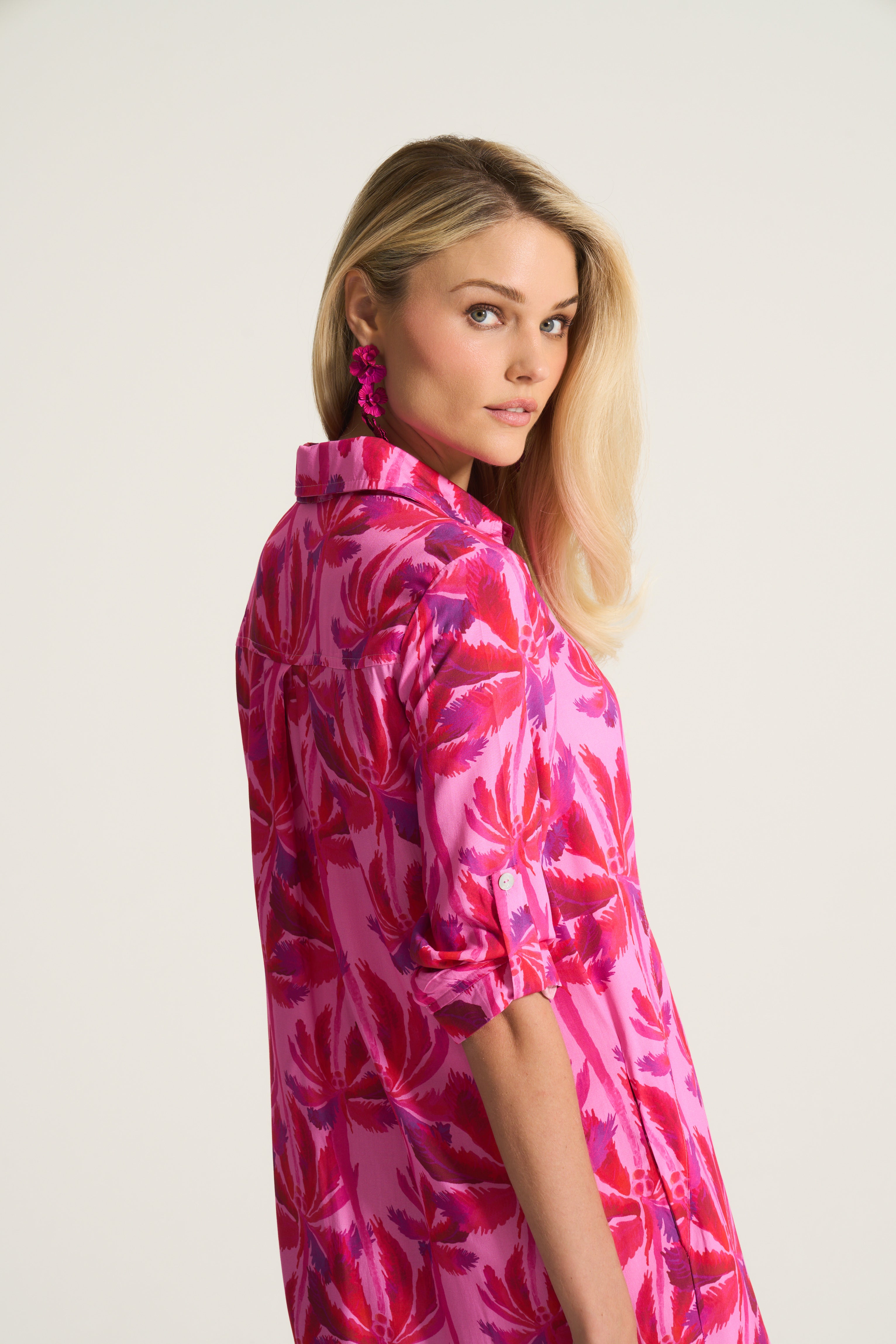 Pink Palm Viscose Tunic