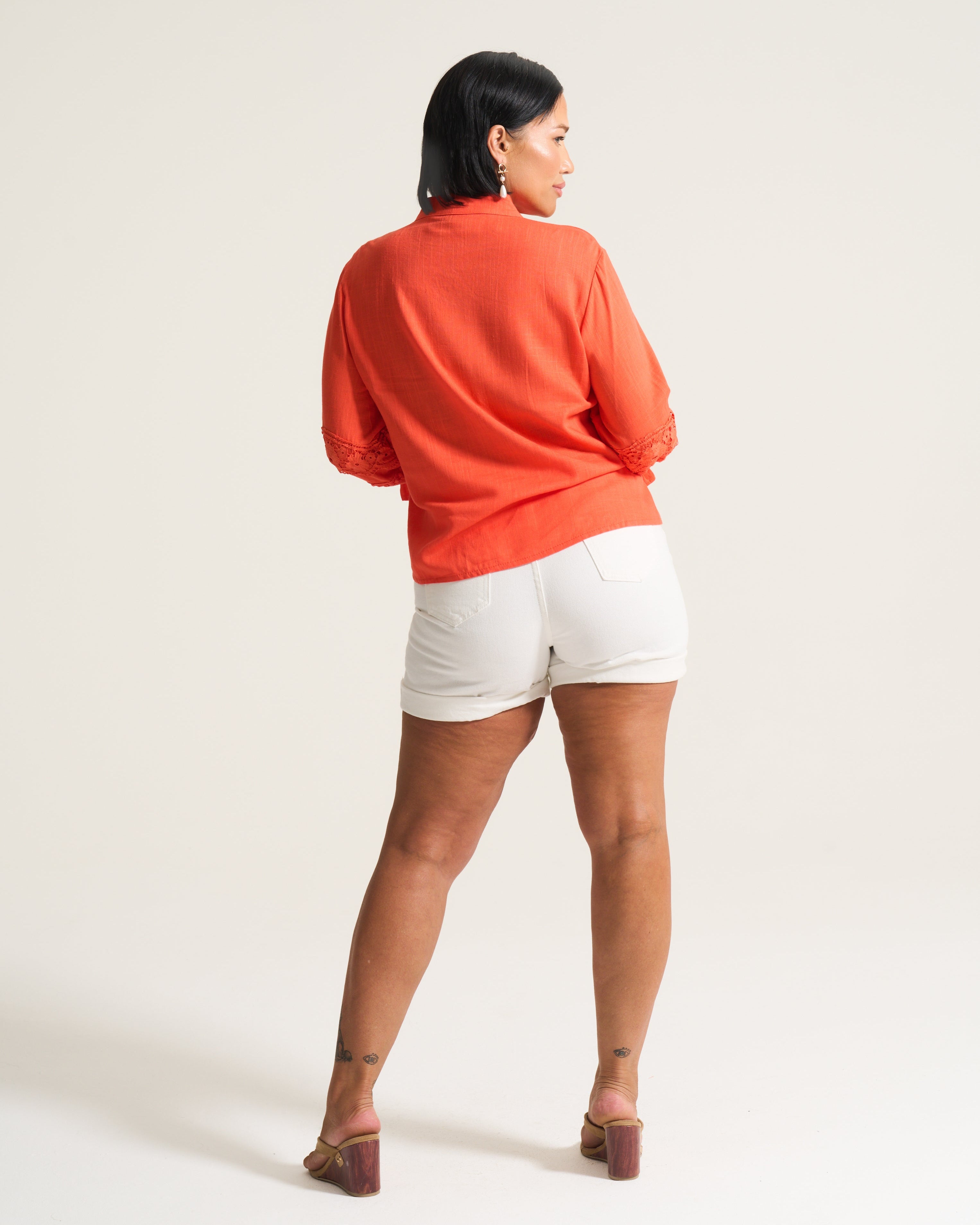 Melon Linen Lace Blouse