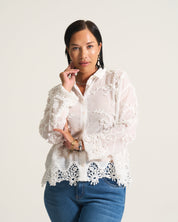 Vine Cotton Blouse In White