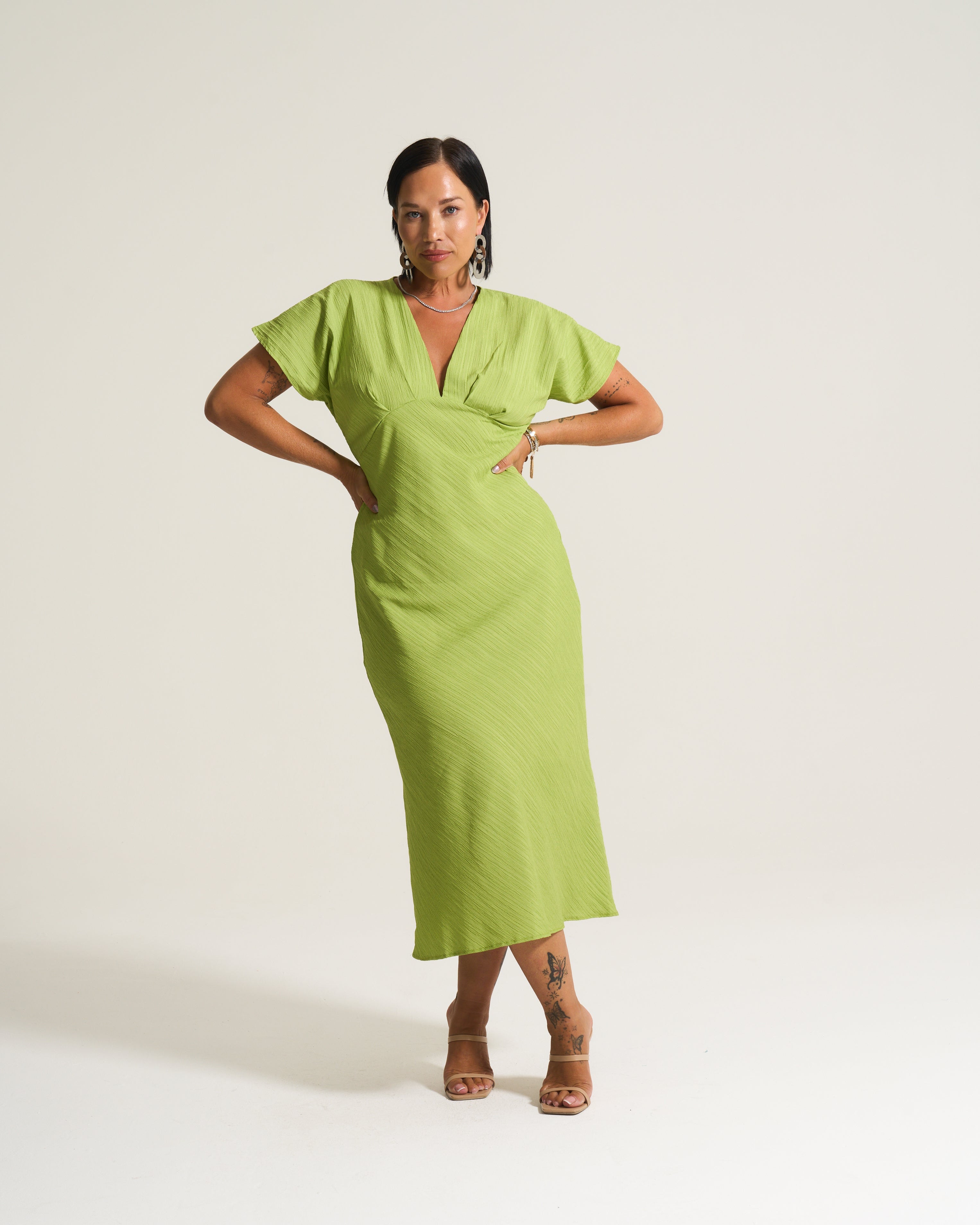 Crinkle Lime Zaza Dress