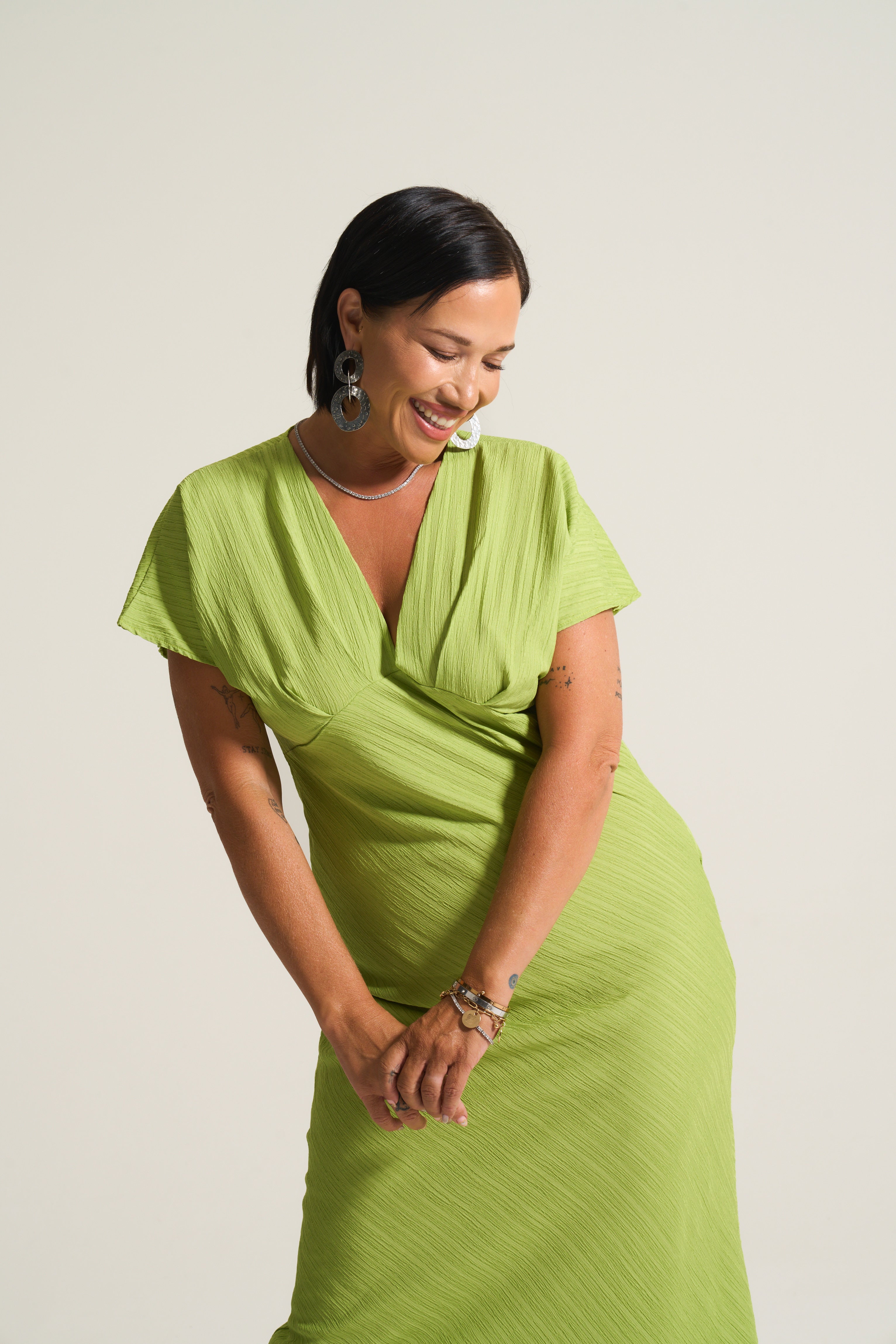 Crinkle Lime Zaza Dress