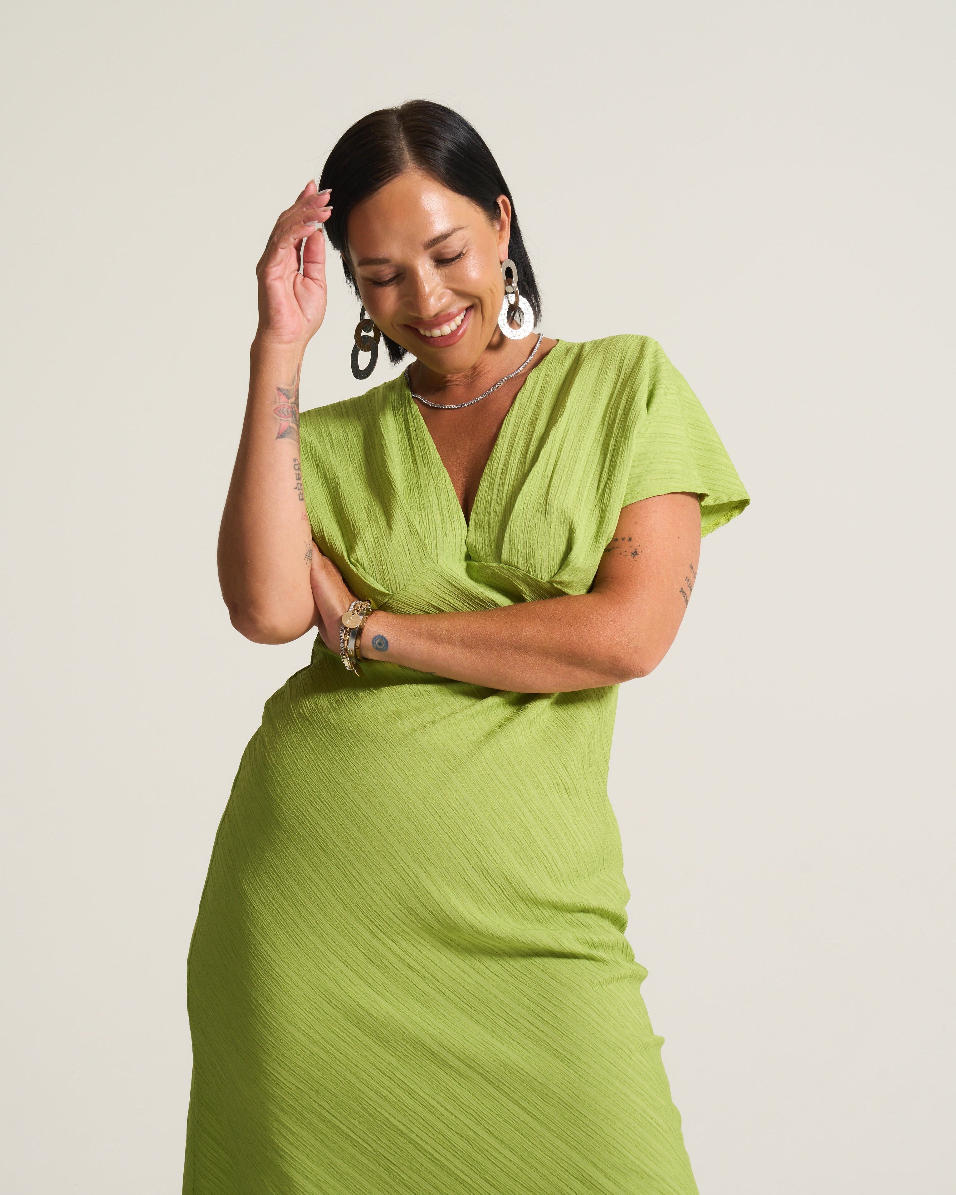 Crinkle Lime Zaza Dress