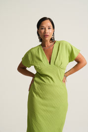 Crinkle Lime Zaza Dress
