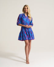 Marrakech Dress In Cobalt Palm