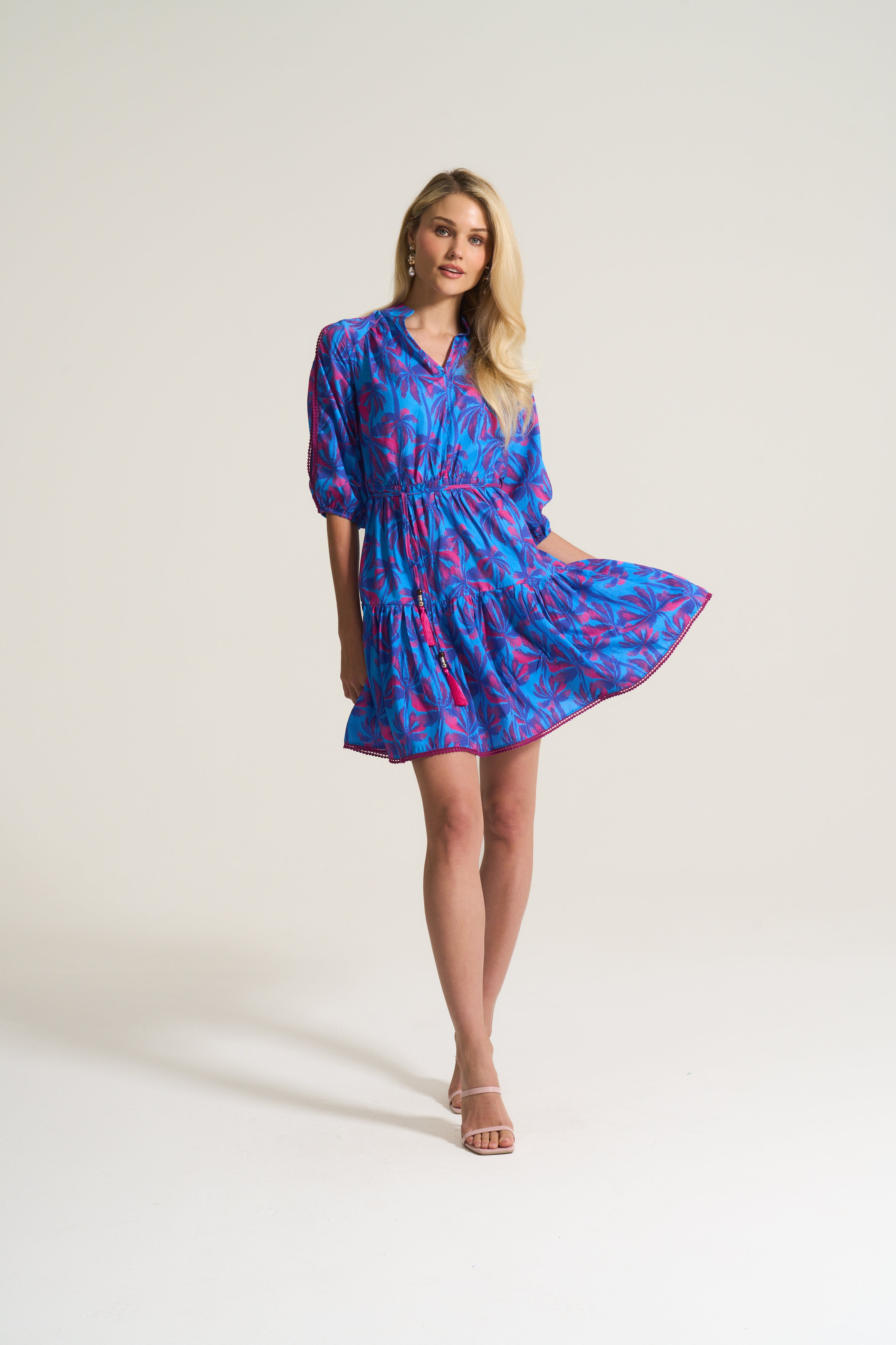 Marrakech Dress In Cobalt Palm