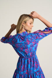 Marrakech Dress In Cobalt Palm