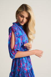 Marrakech Dress In Cobalt Palm
