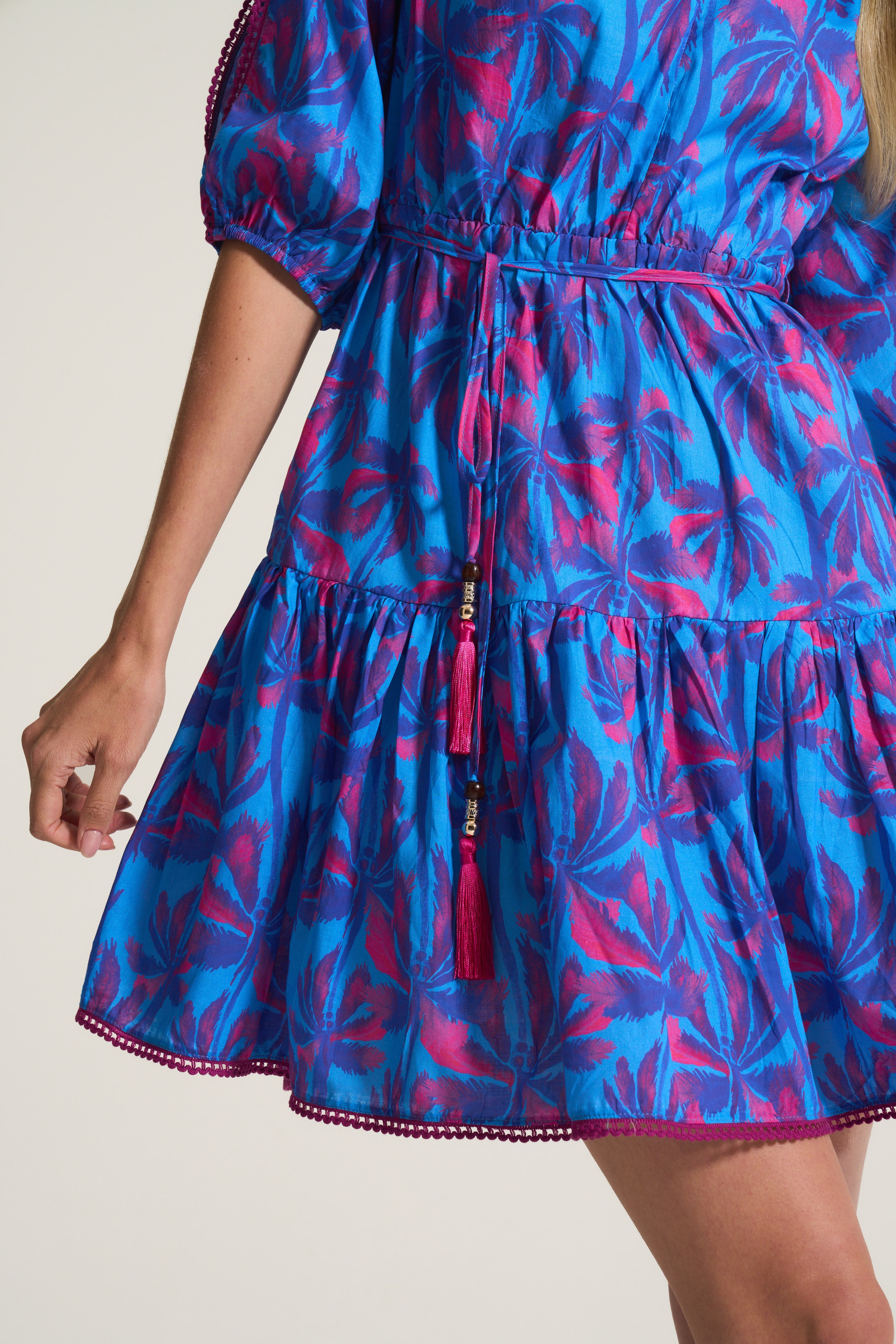 Marrakech Dress In Cobalt Palm