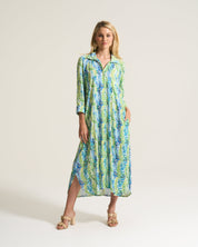 Linen Blend Seaweed Print Liza Dress