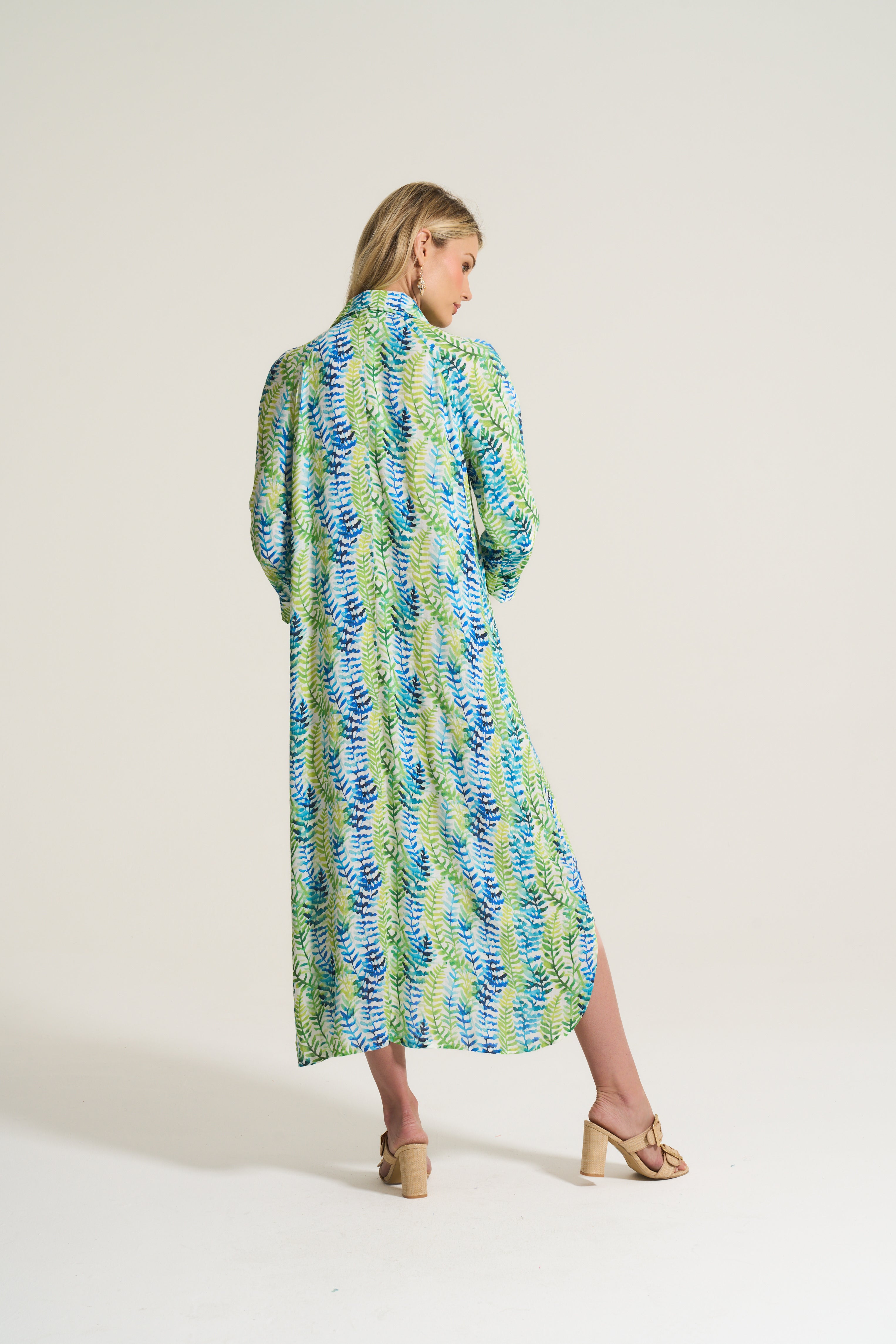 Linen Blend Seaweed Print Liza Dress