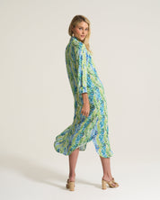 Linen Blend Seaweed Print Liza Dress