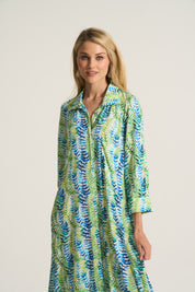 Linen Blend Seaweed Print Liza Dress