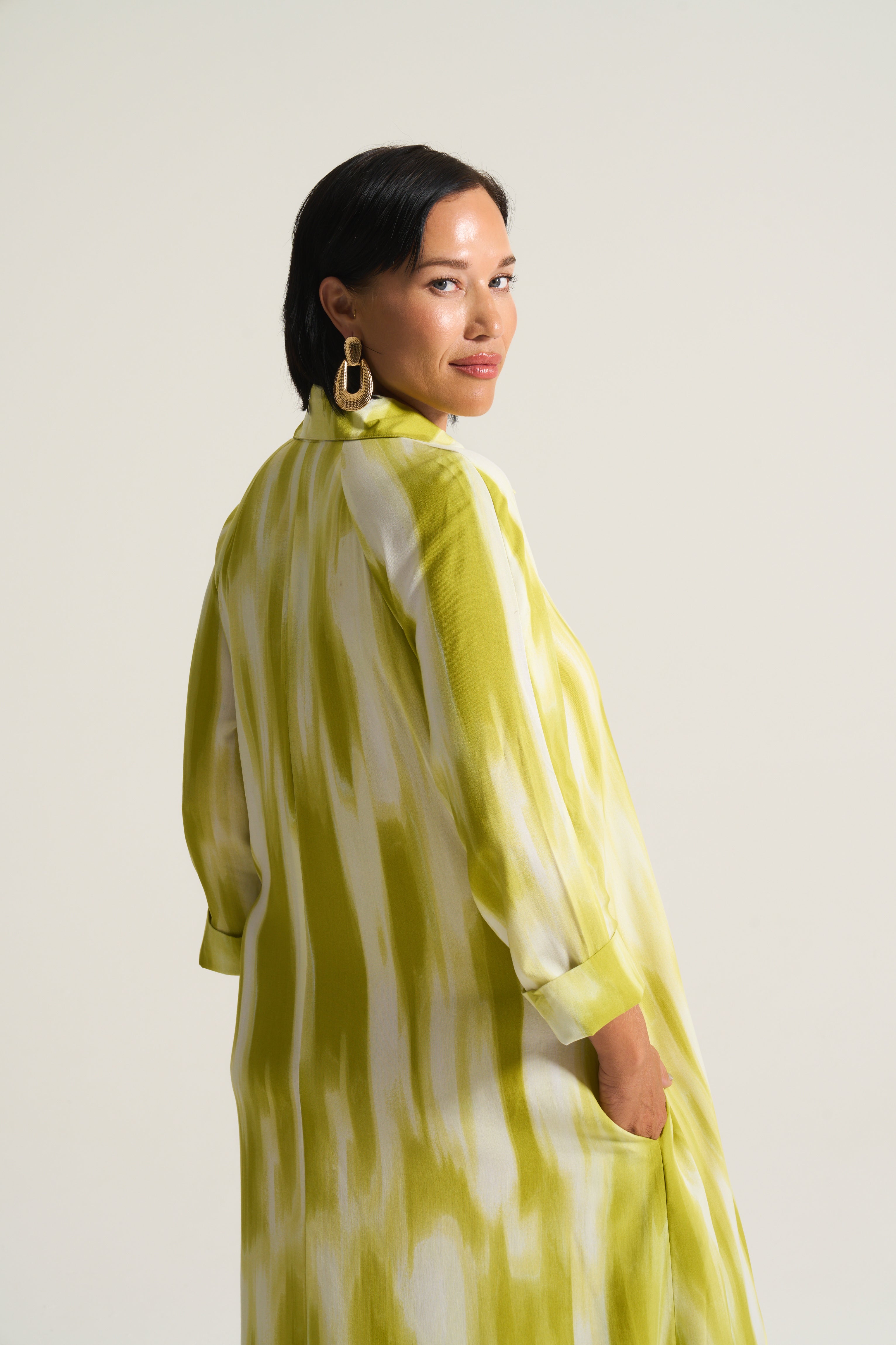 Lime Lines Liza Shirt Dress