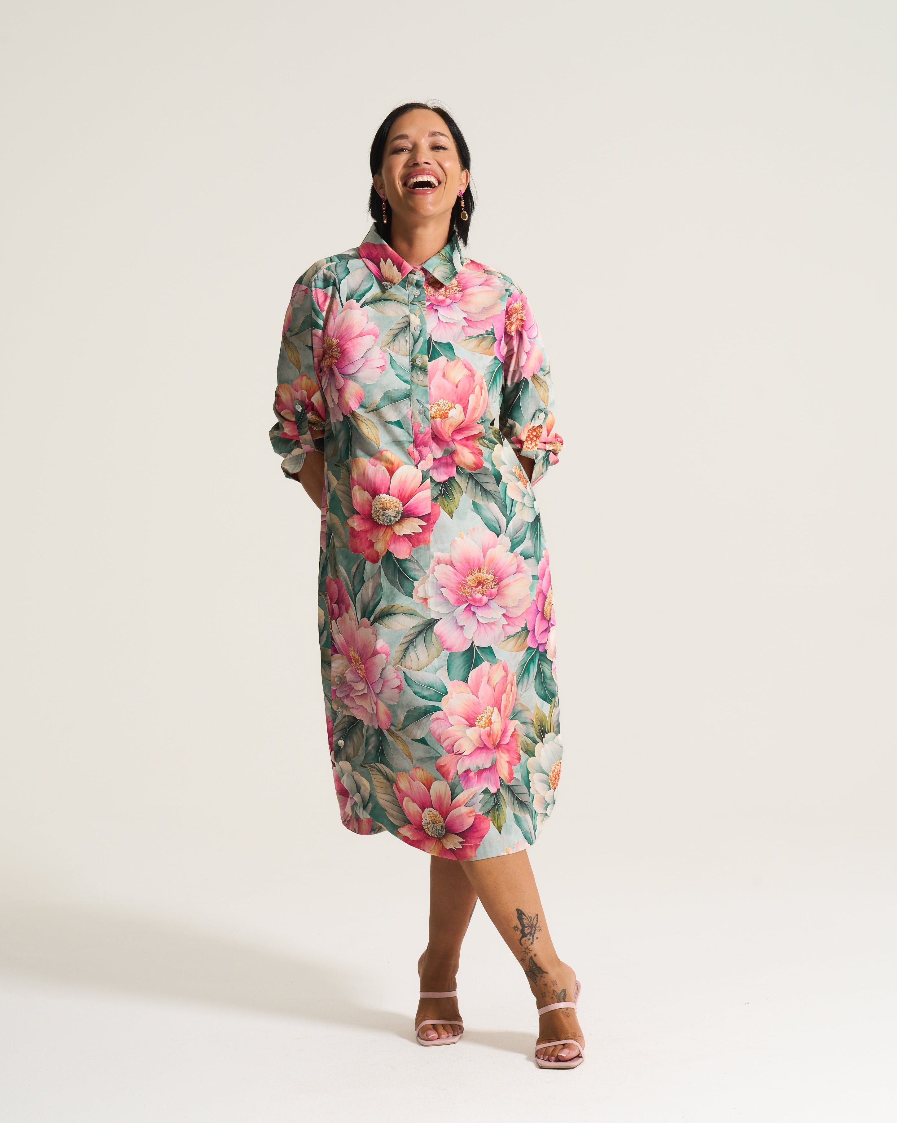 Cotton Daniella Tunic in Pink Daisy