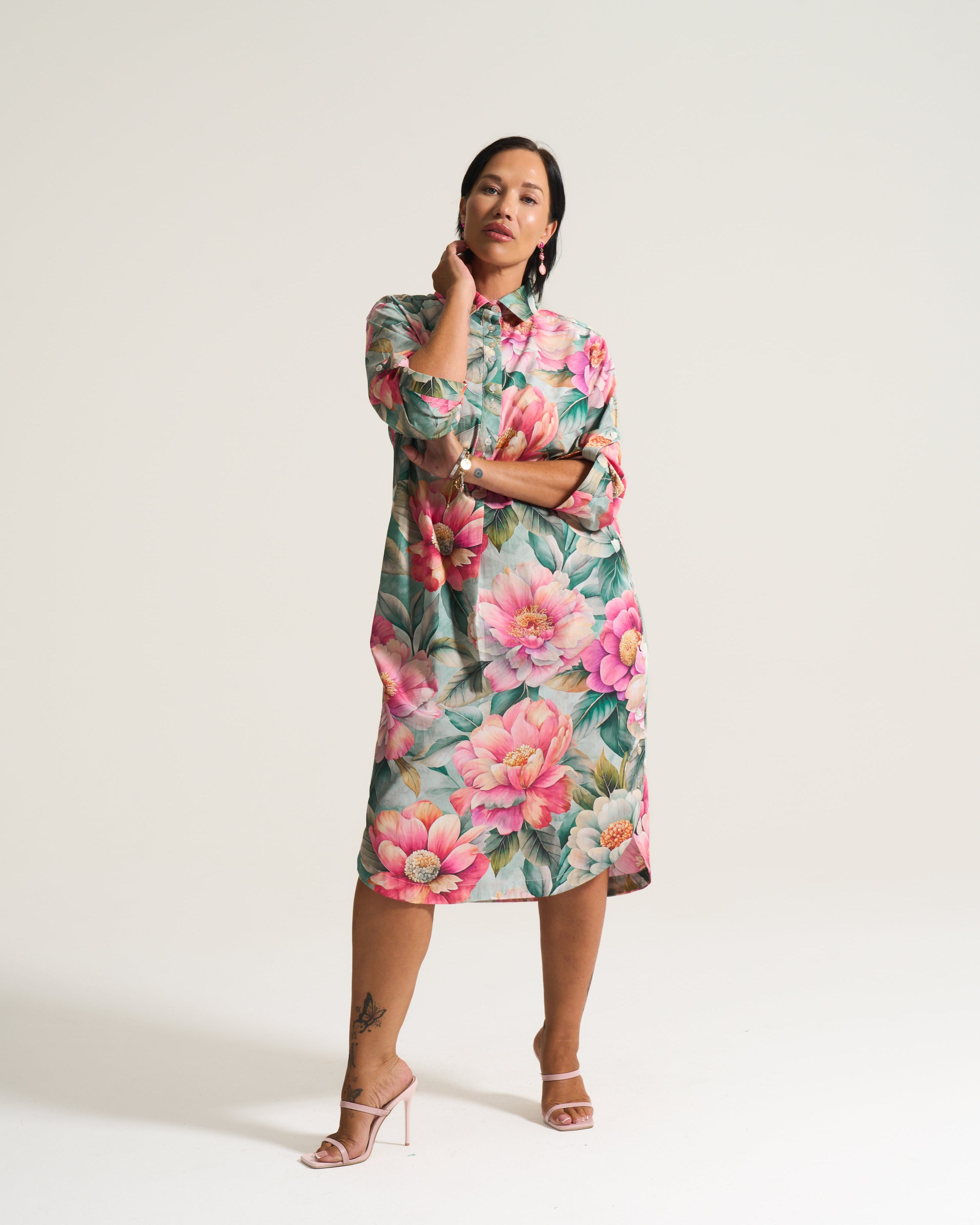 Cotton Daniella Tunic in Pink Daisy