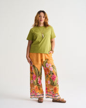 Wild Tropic Wide leg Pants  in Papaya