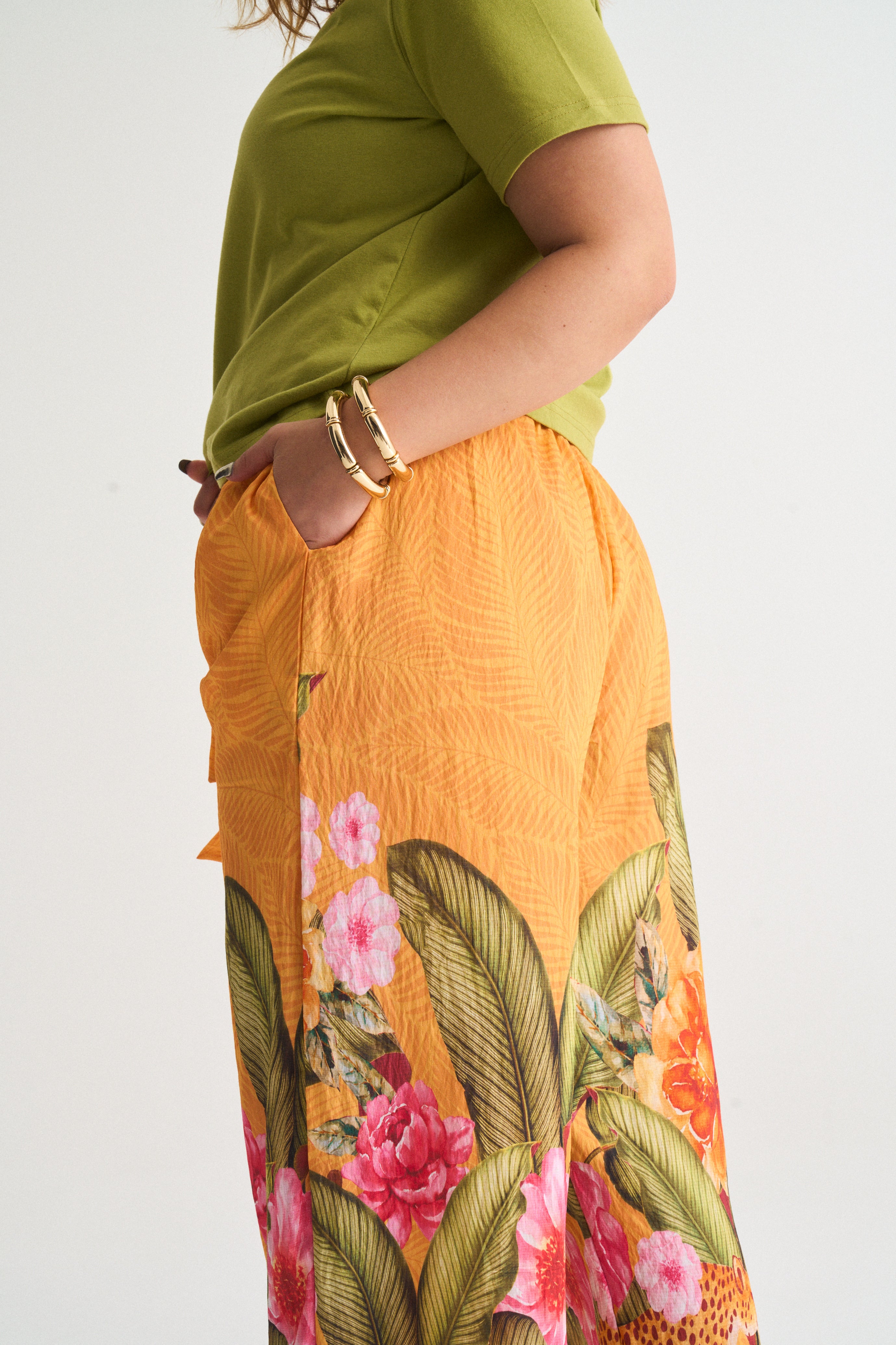 Wild Tropic Wide leg Pants  in Papaya